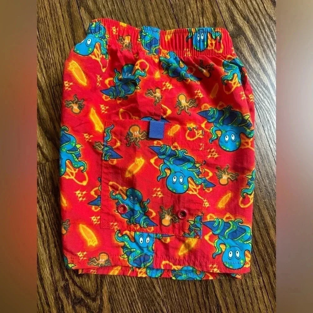Jack and Spike Boys’ Red Octopus Print Swim Trunks Size 2T